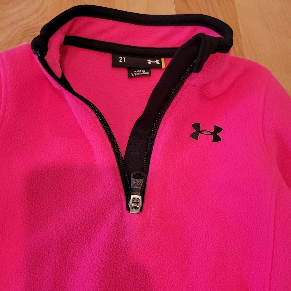 Under Armour Kids Bright Pink Quarter-Zip Fleece Size 2T - Picture 2 of 4